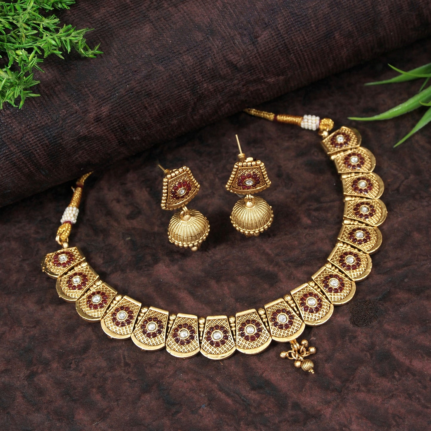 Vintage Matte Gold Copper Jewelry Set