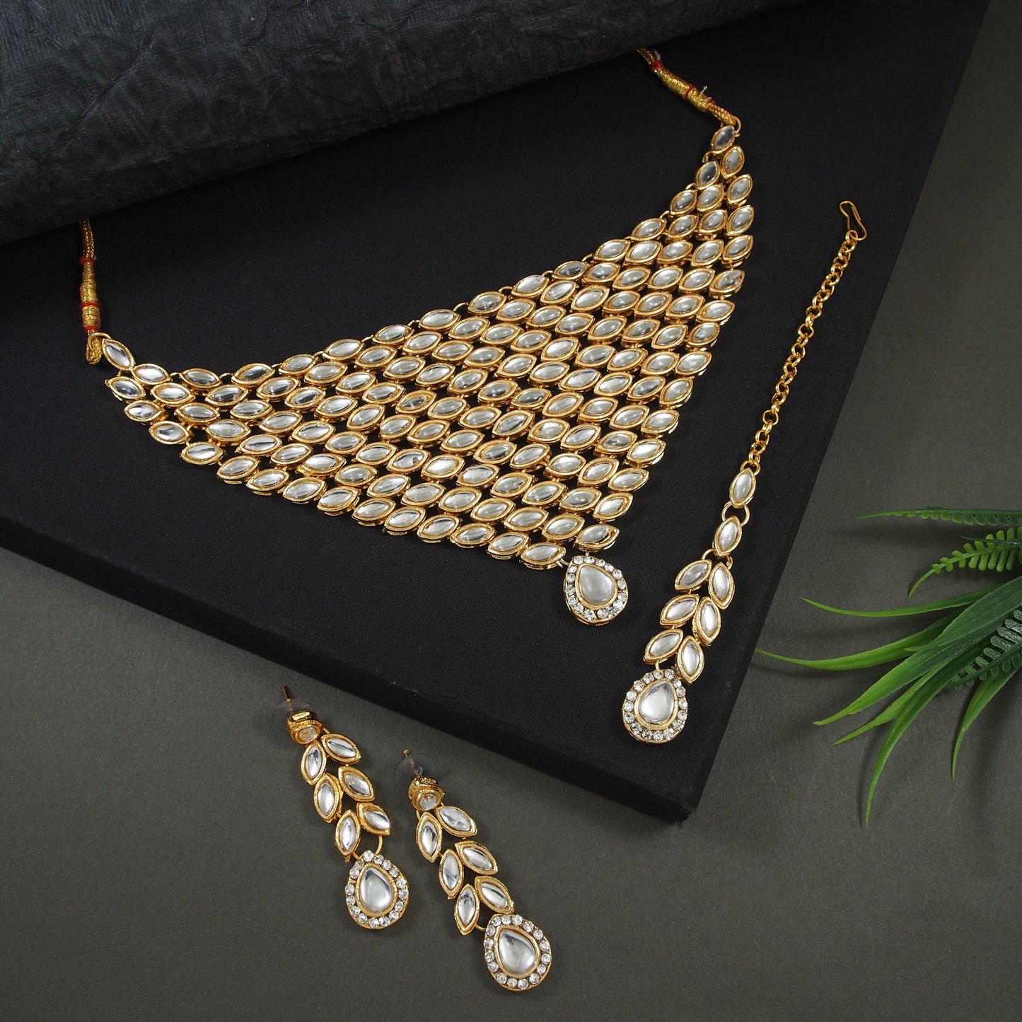 Gold Plated CZ Stone Jewellery Set