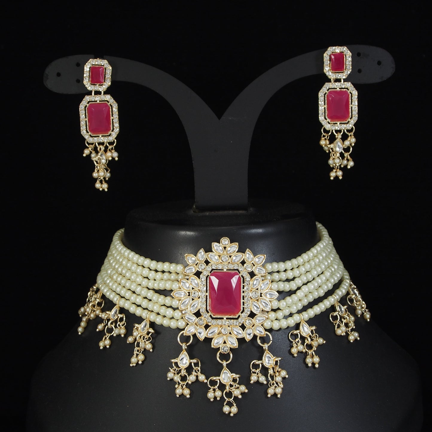 Gold Plated Kundan Stone Choker Jewellery Set