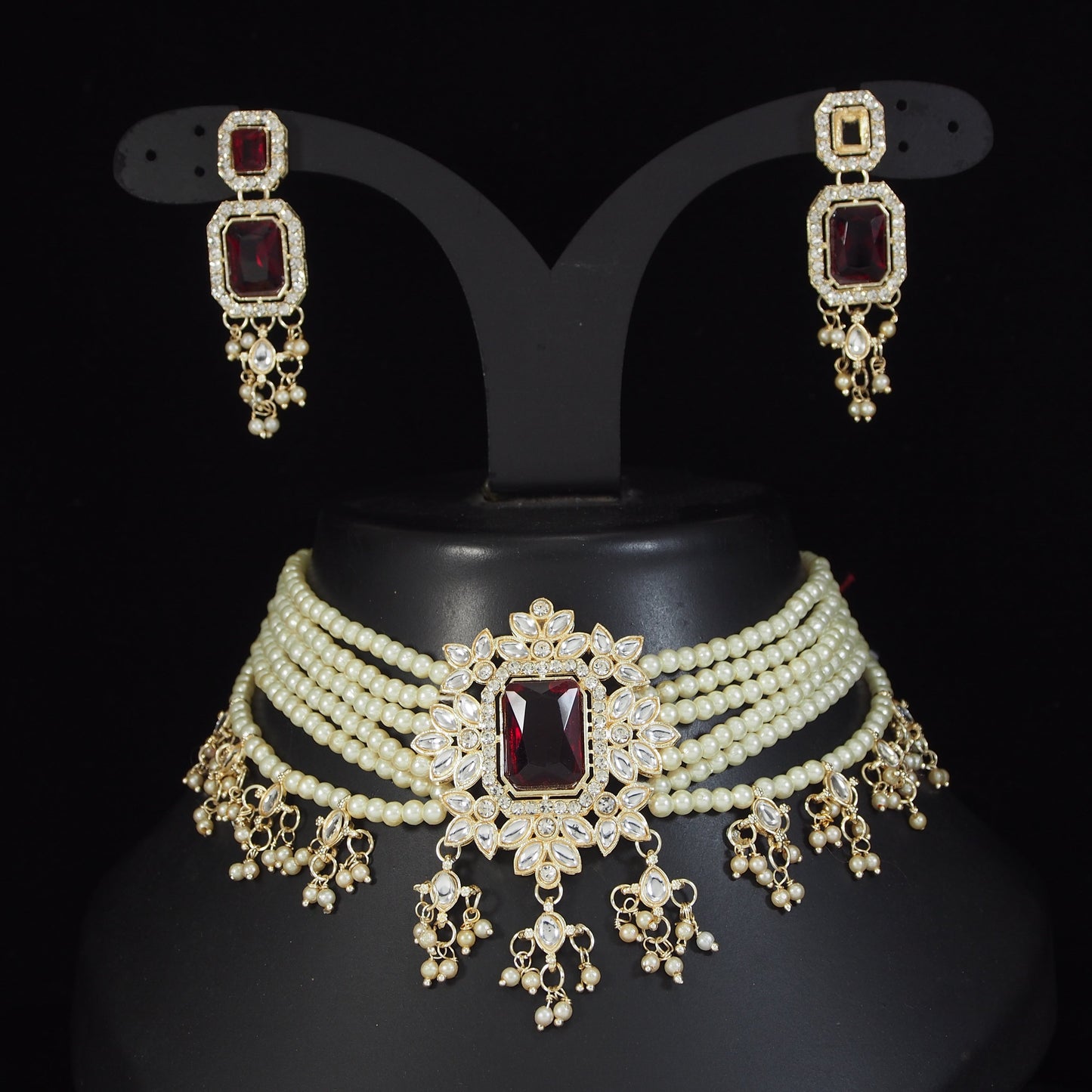 Gold Plated Kundan Stone Choker Jewellery Set
