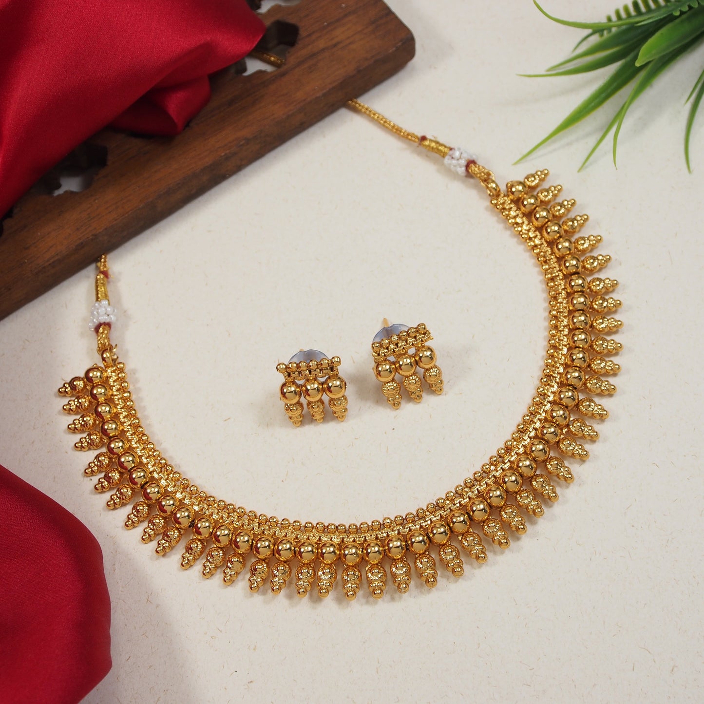 Gold Plated Temple Jewellery Set
