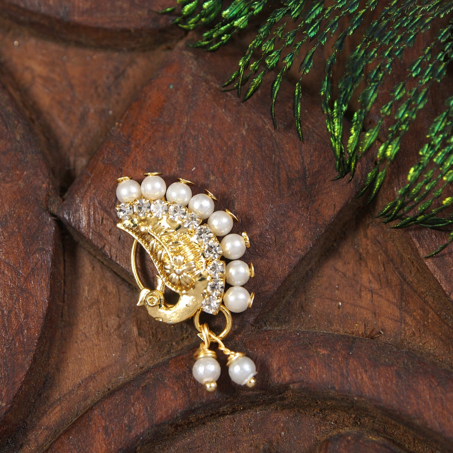 Pearl Nath - Festive Multi-Stone Clip-On Nose Ring for Weddings