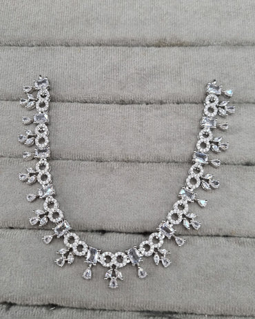 Contemporary Cubic Zirconia Statement Necklace Set
