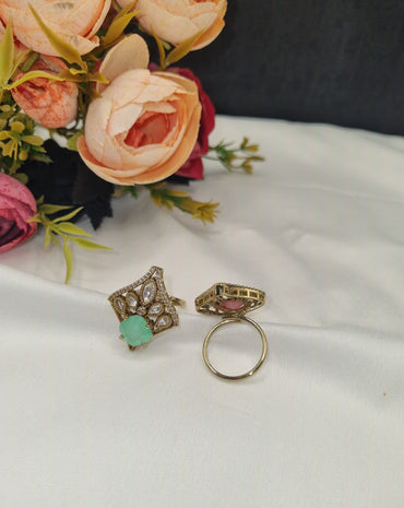 Majestic Heritage Rhombus Kundan Ring