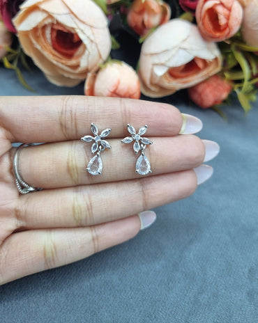 Dainty Marquise Floral AD Dangle Earrings