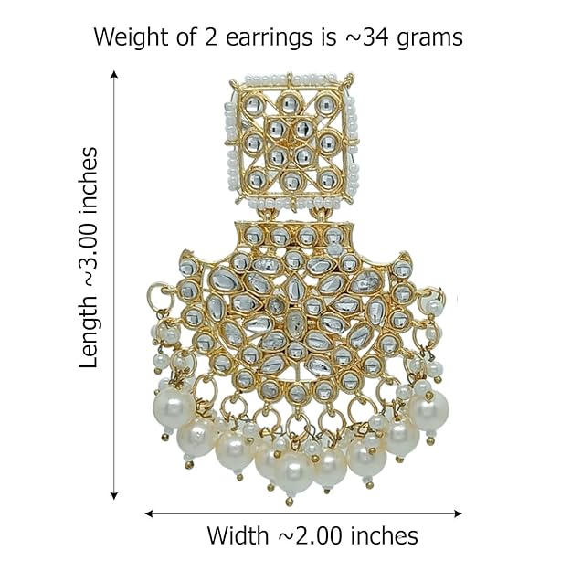 Statement Bridal Earrings with Pearl Drops – Traditional Wedding Jewellery