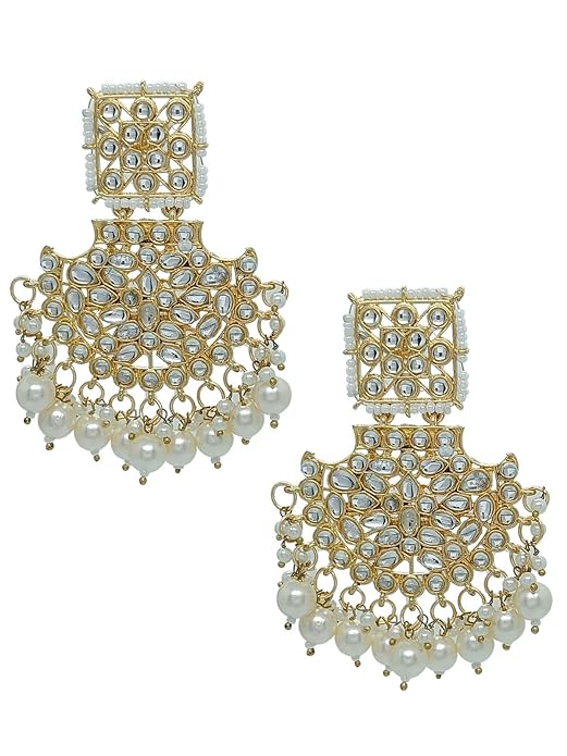 Statement Bridal Earrings with Pearl Drops – Traditional Wedding Jewellery