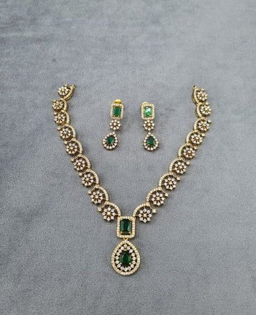 Floral Link Necklace & Matching Drop Earrings