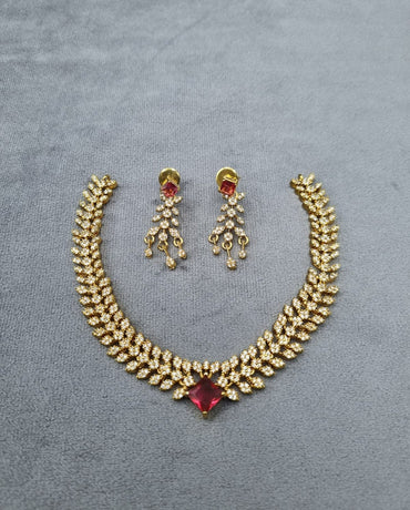 Emerald Leafy Link Necklace Set