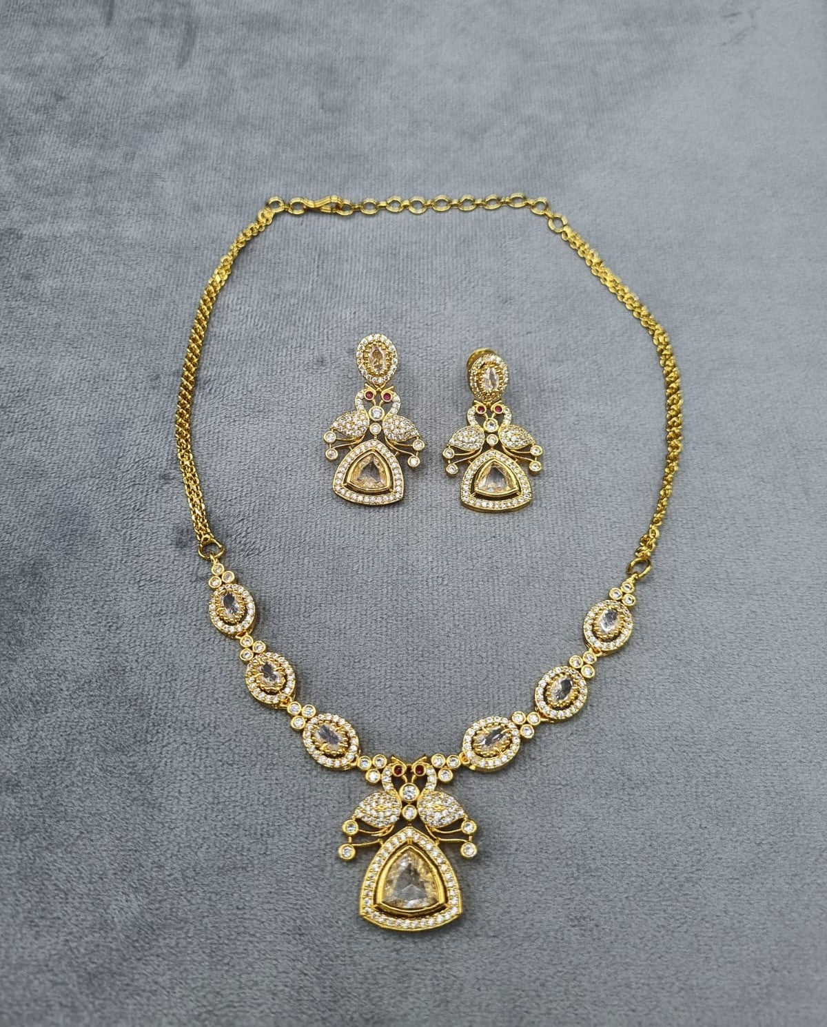 Gold-Tone Multi-Color AD Jewelry Set
