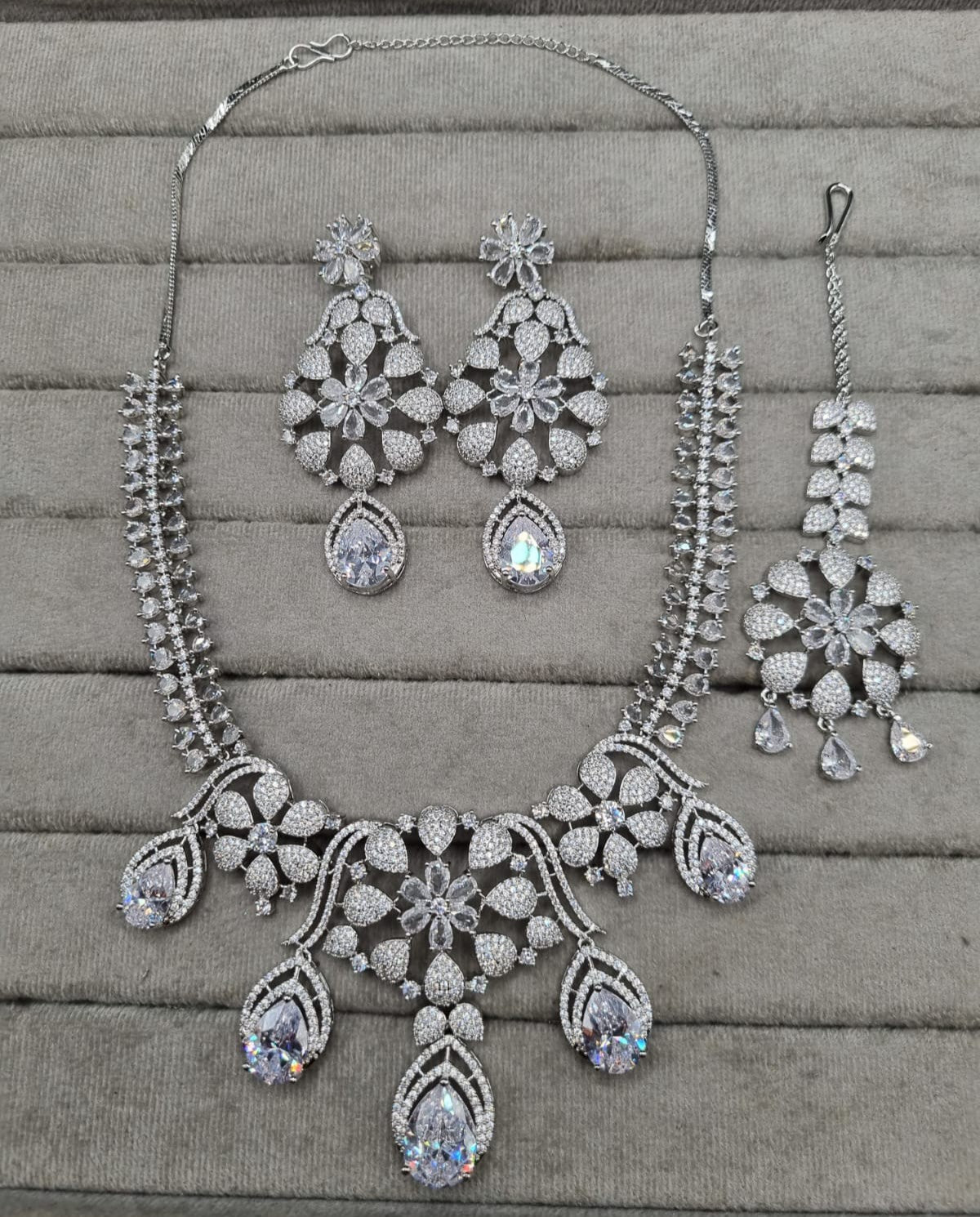 Floral Blush Pink AD Bridal Jewellery Set