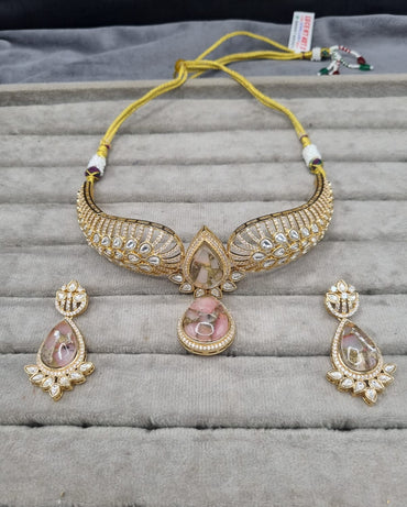 Luxurious Choker with Colorful Inlay Stones Earrings