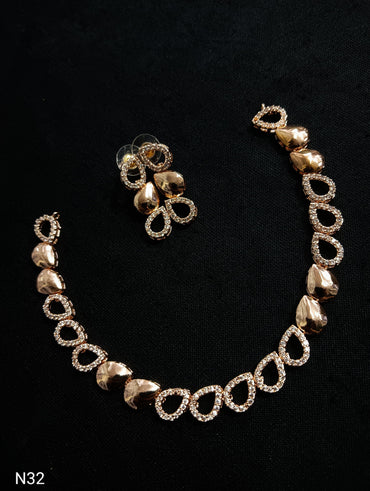 Halo Pear-Cut American Diamond Jewellery Set