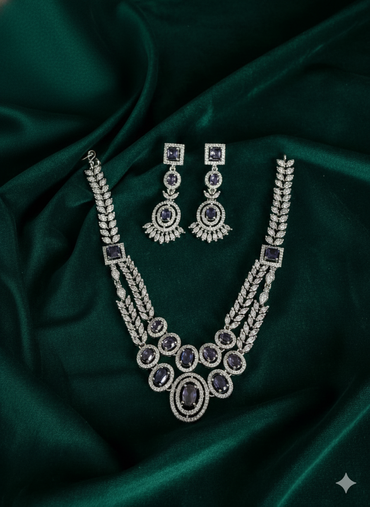 Victorian Style Deep Violet Statement Necklace Set