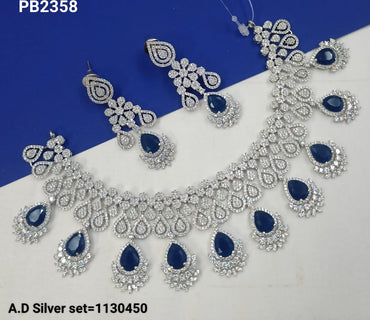 Rani Pink Teardrop American Diamond Choker Set