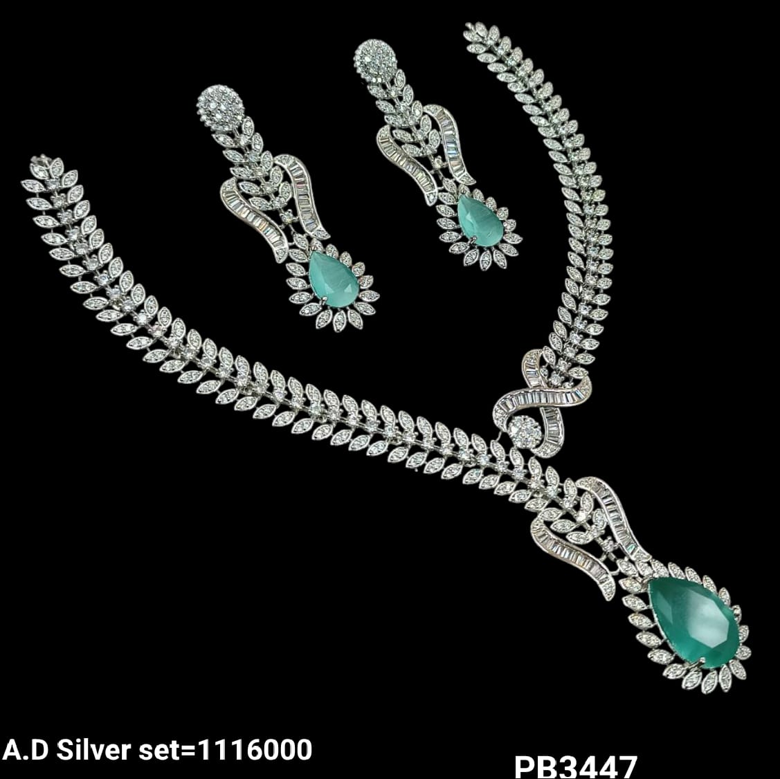 Silver Plated American Diamond Necklace Set