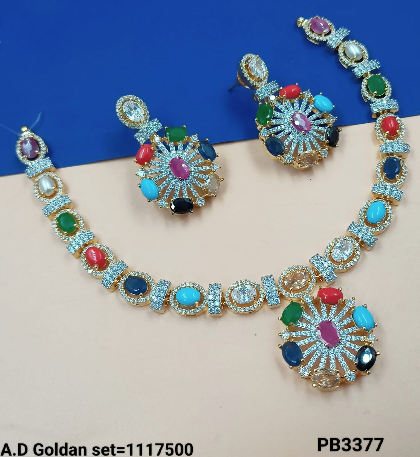 Gold Plated American Diamond Necklace Set