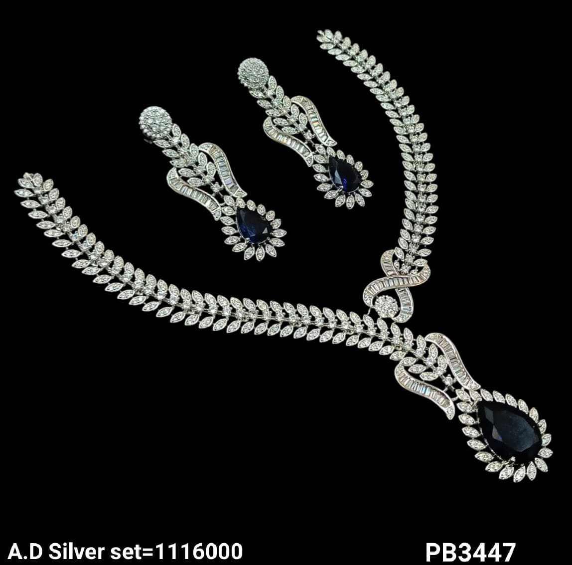 Silver Plated American Diamond Necklace Set