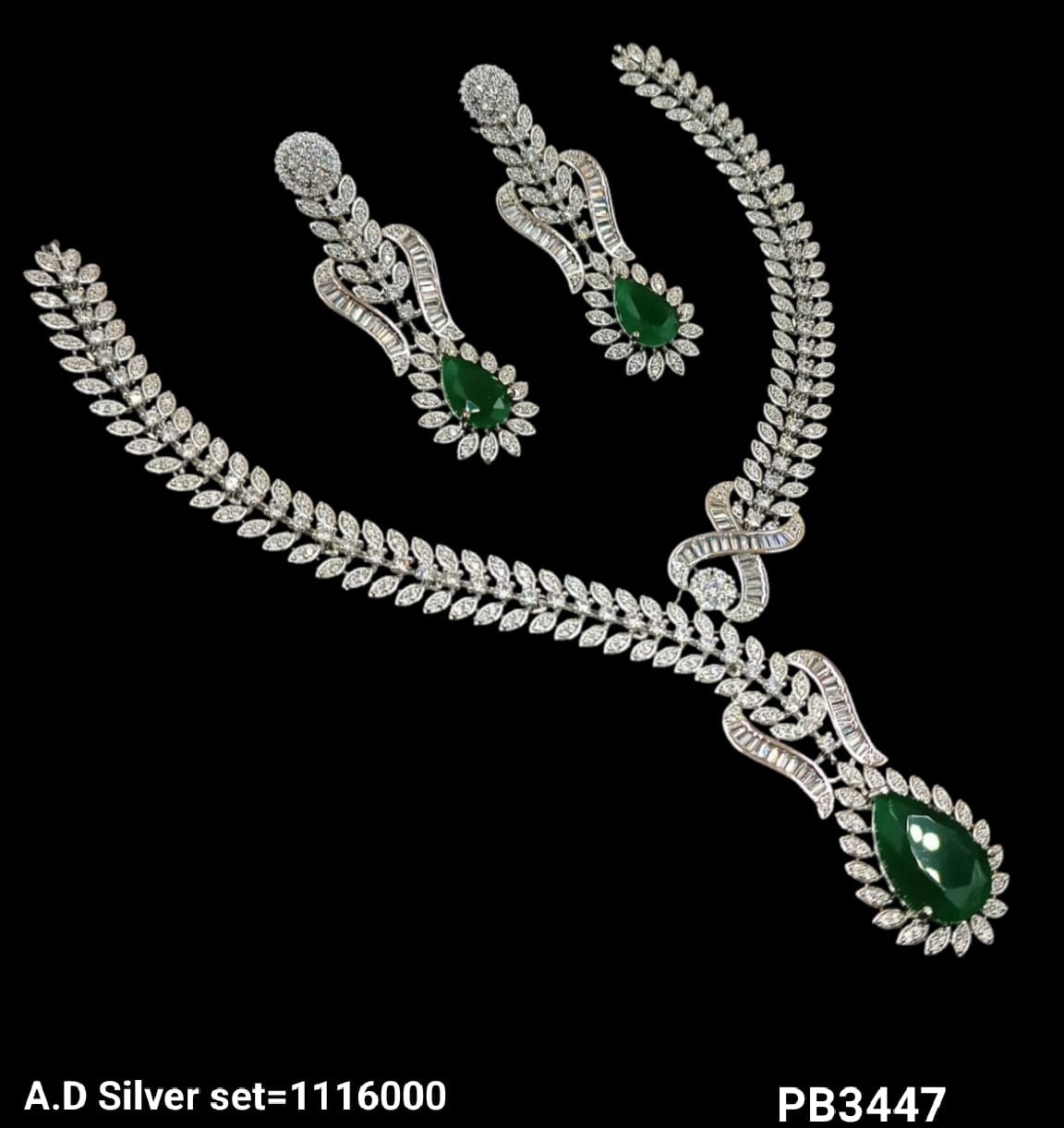Silver Plated American Diamond Necklace Set