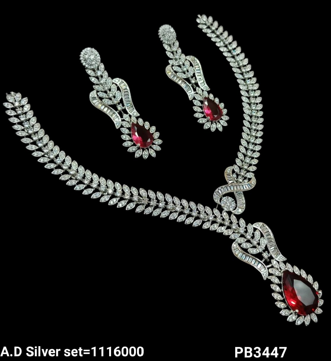 Silver Plated American Diamond Necklace Set
