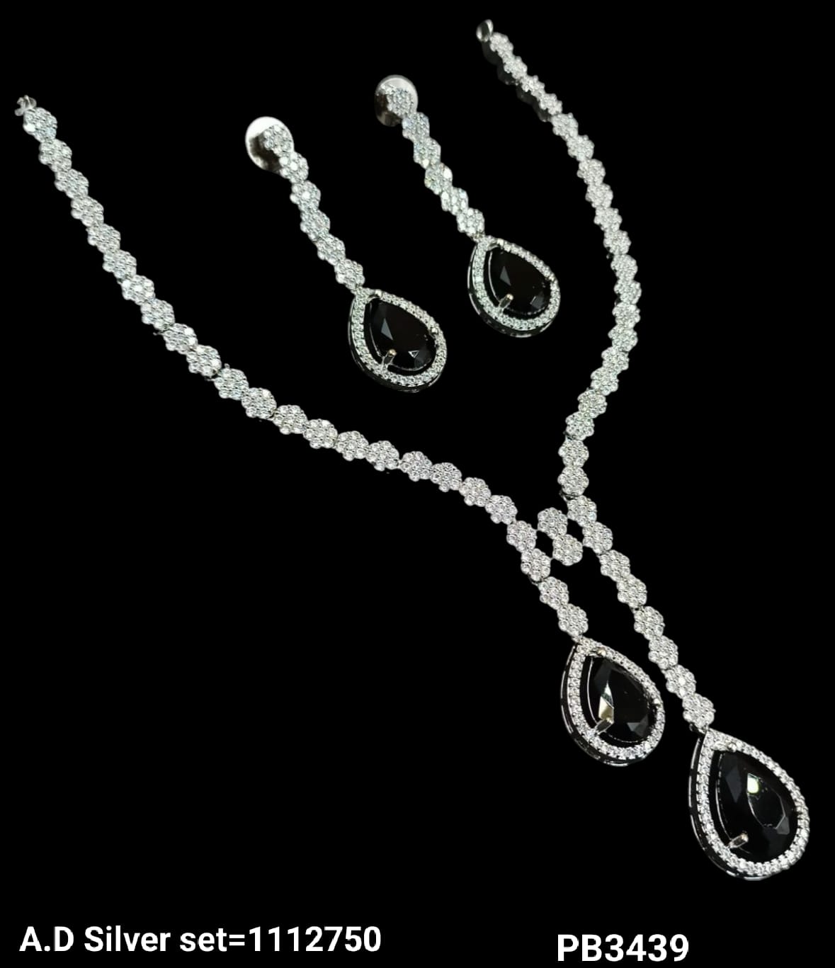 American Diamond Silver Plated Necklace Set