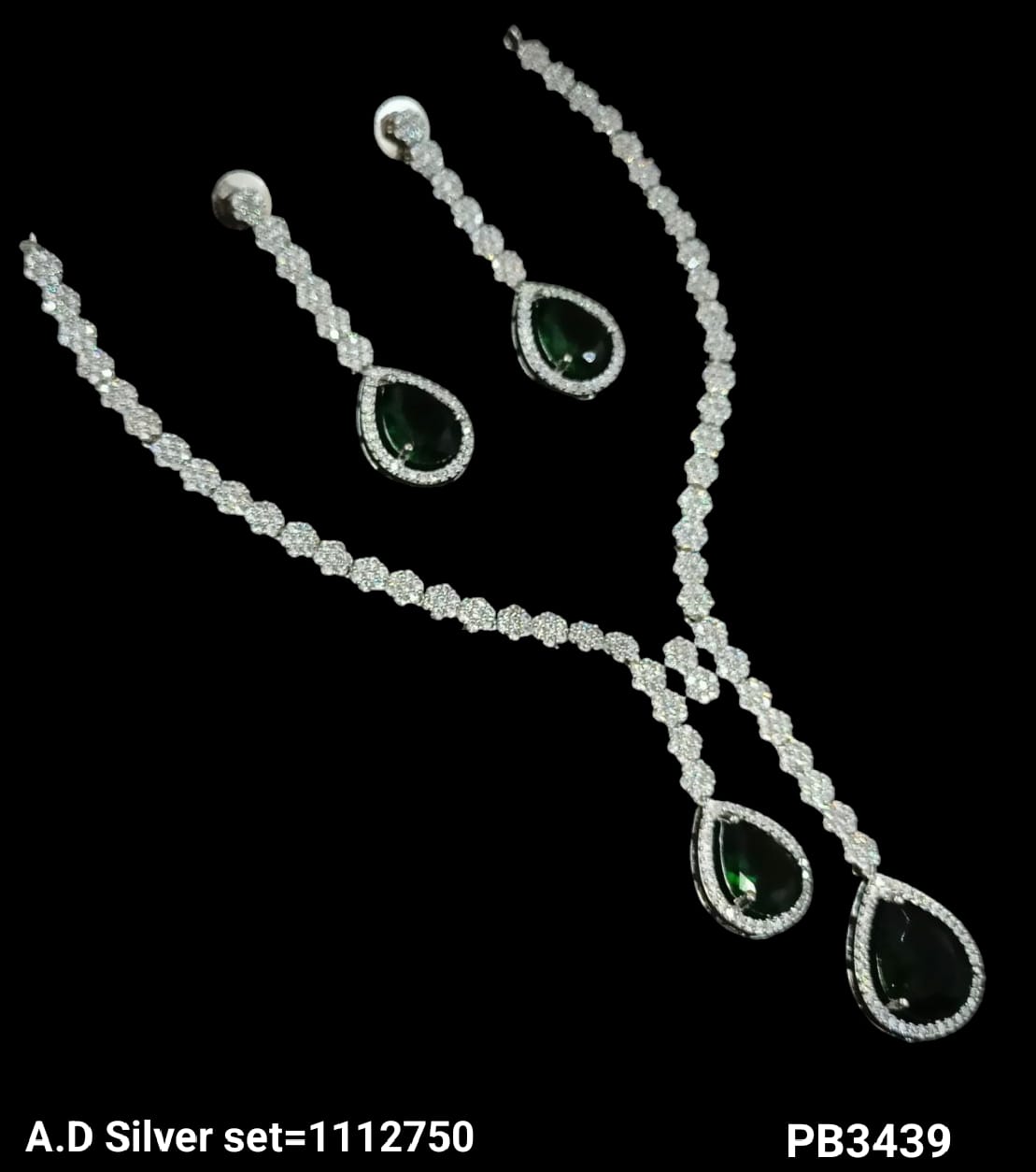 American Diamond Silver Plated Necklace Set
