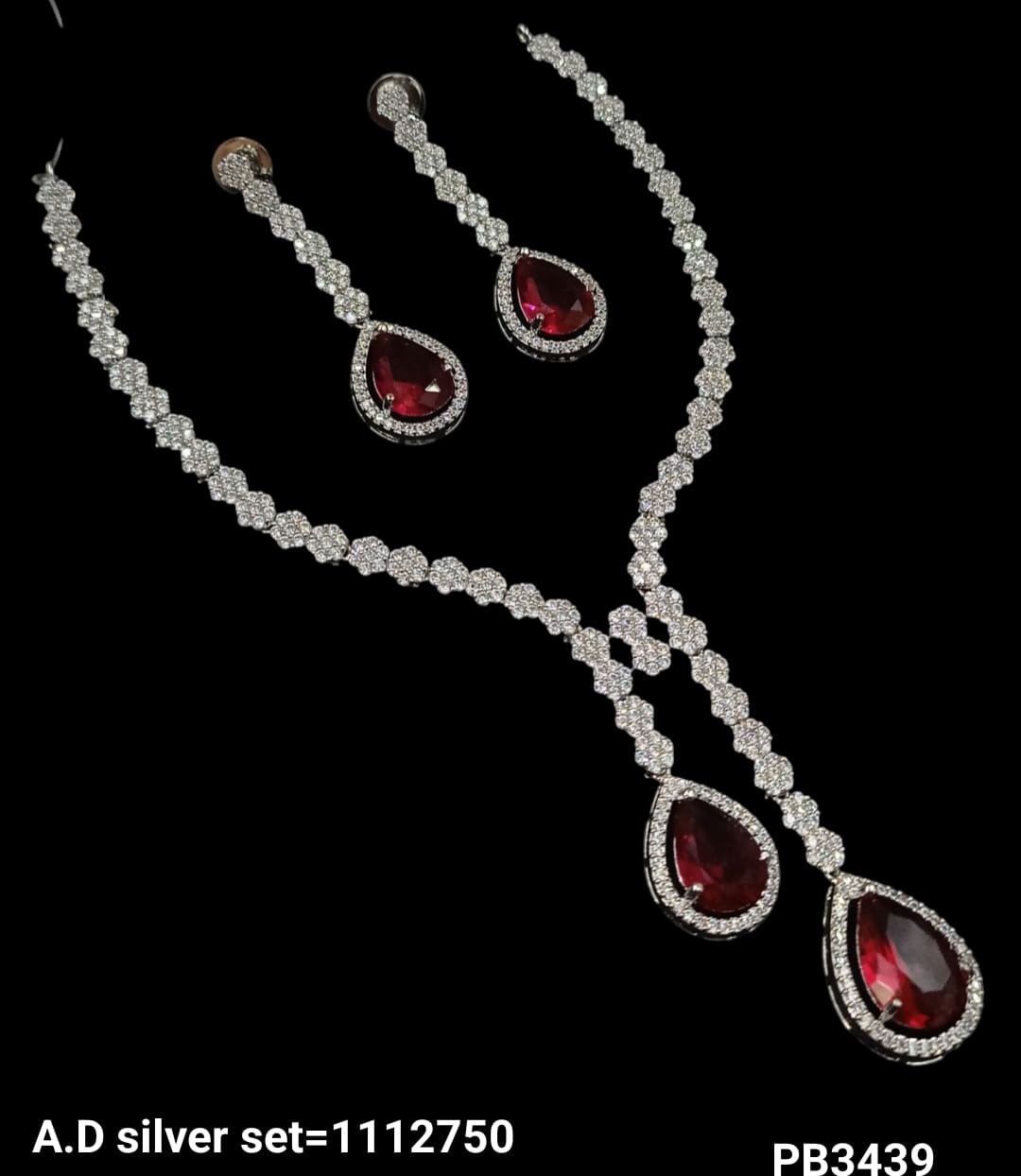American Diamond Silver Plated Necklace Set