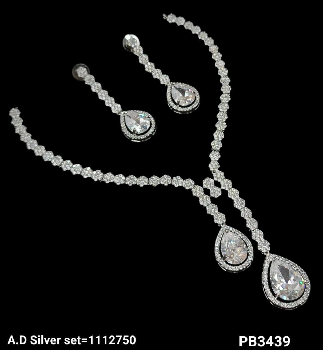 American Diamond Silver Plated Necklace Set