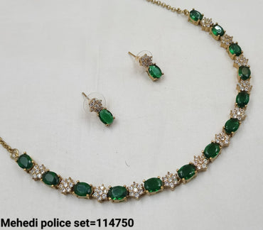 Antique Gold Plated American Diamond Necklace Set
