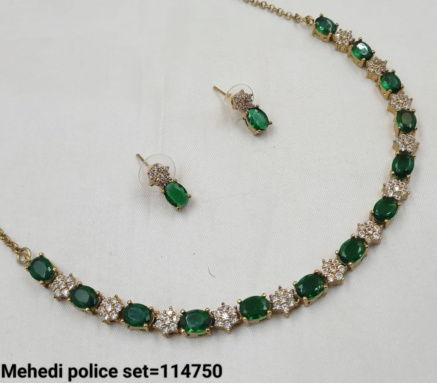 Antique Gold Plated American Diamond Necklace Set