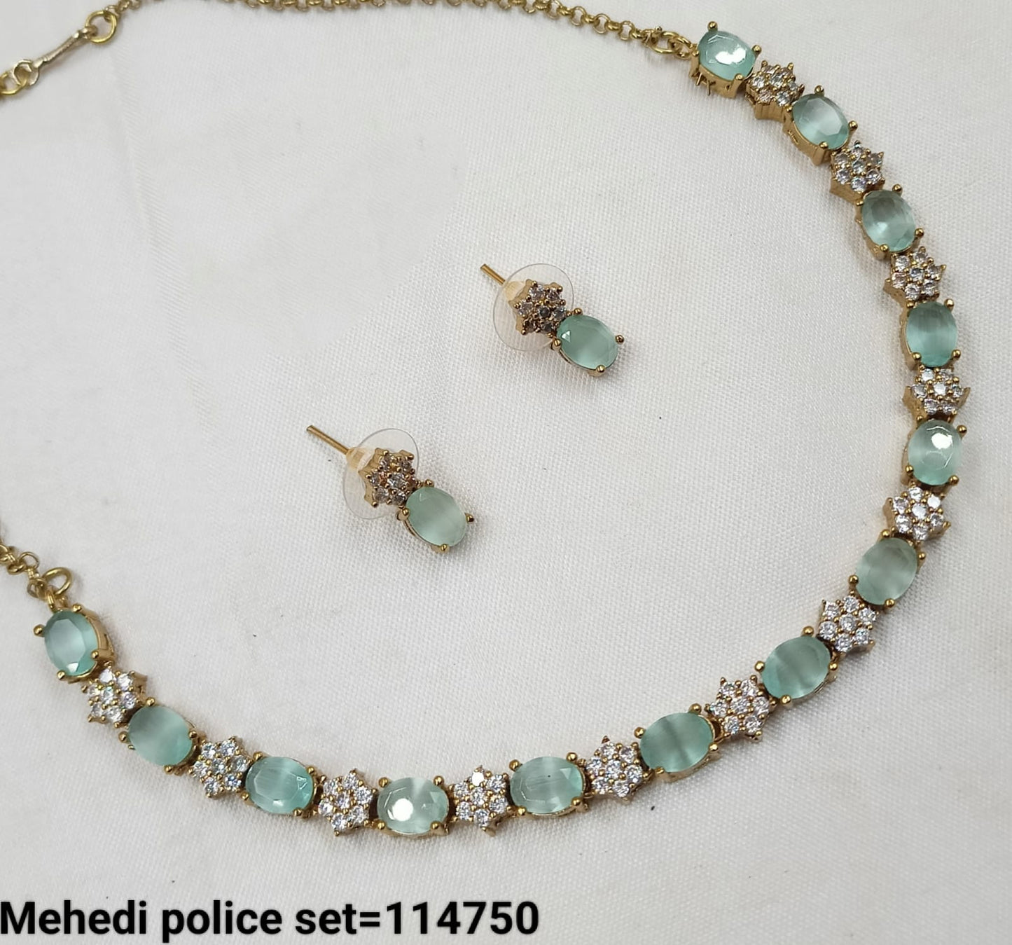Antique Gold Plated American Diamond Necklace Set