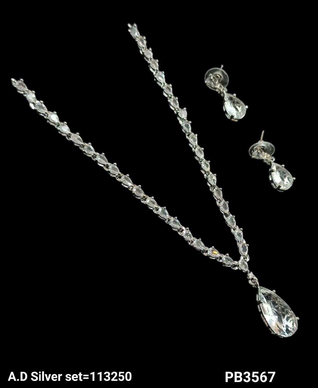American Diamond Silver Plated Necklace Set