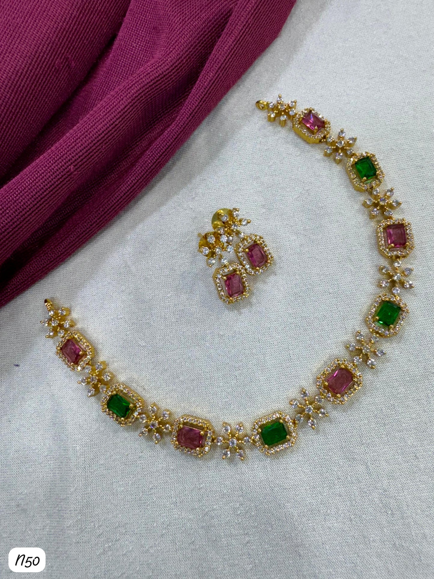American Diamond Gold Plated Necklace Set