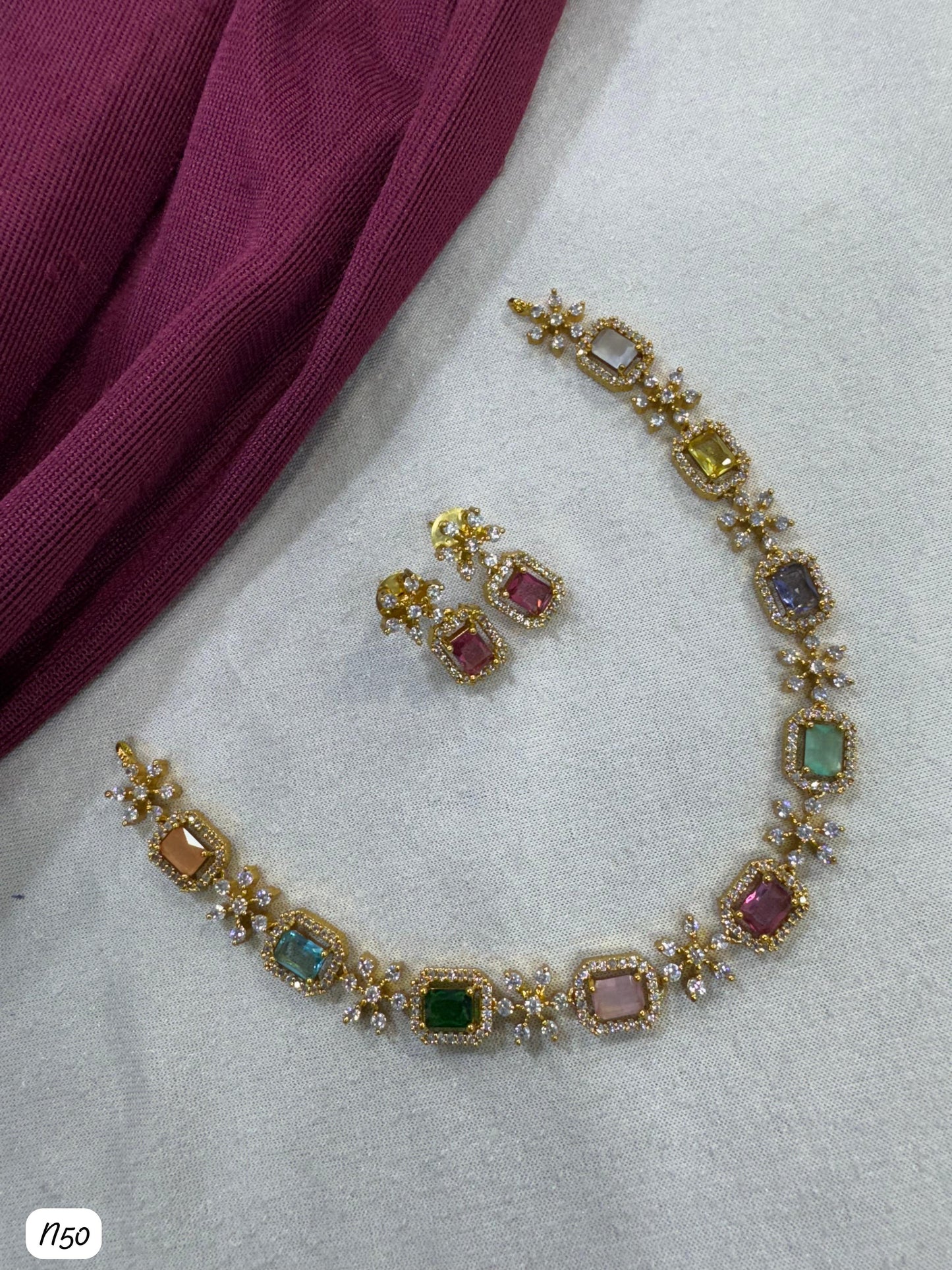 American Diamond Gold Plated Necklace Set