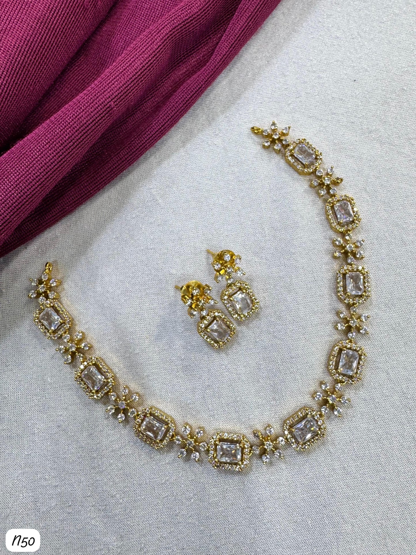 American Diamond Gold Plated Necklace Set