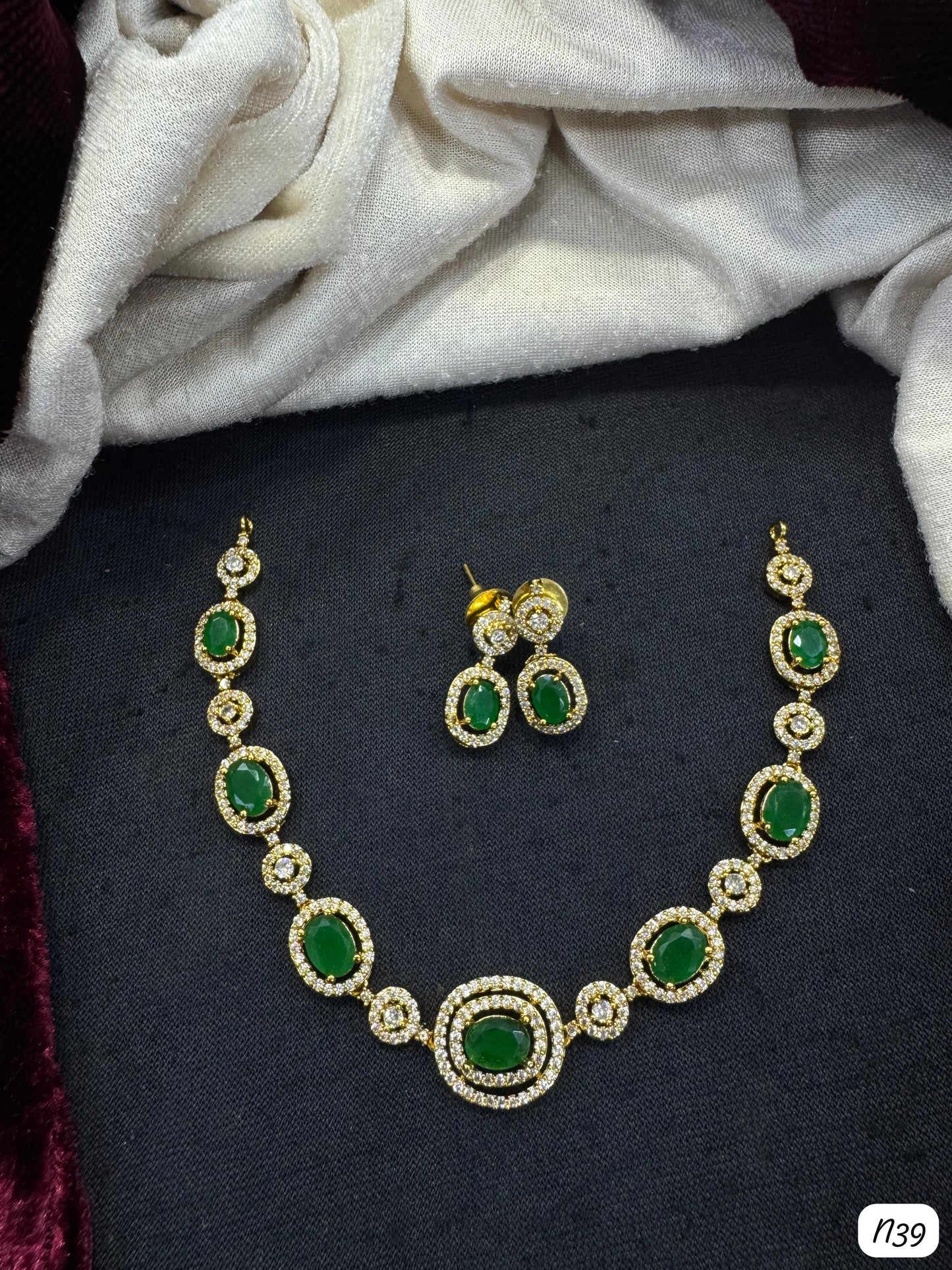 American Diamond Gold Plated Necklace Set