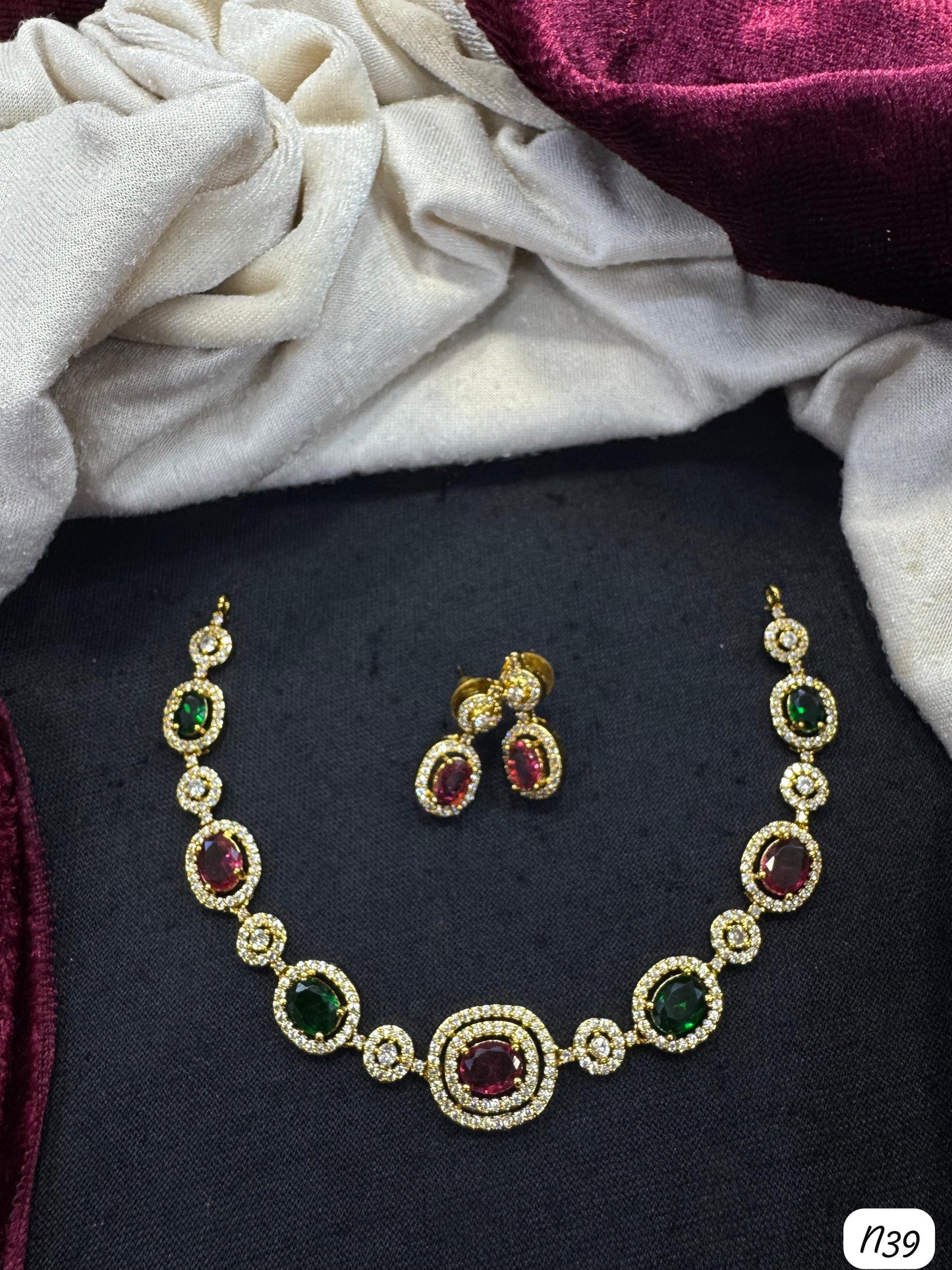American Diamond Gold Plated Necklace Set