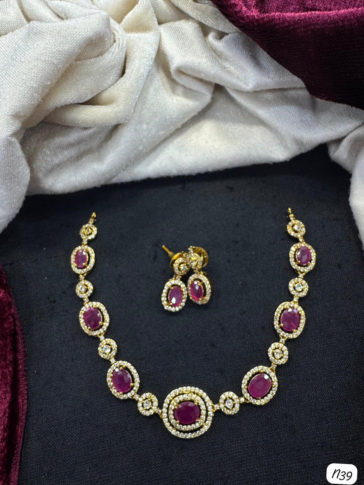 American Diamond Gold Plated Necklace Set