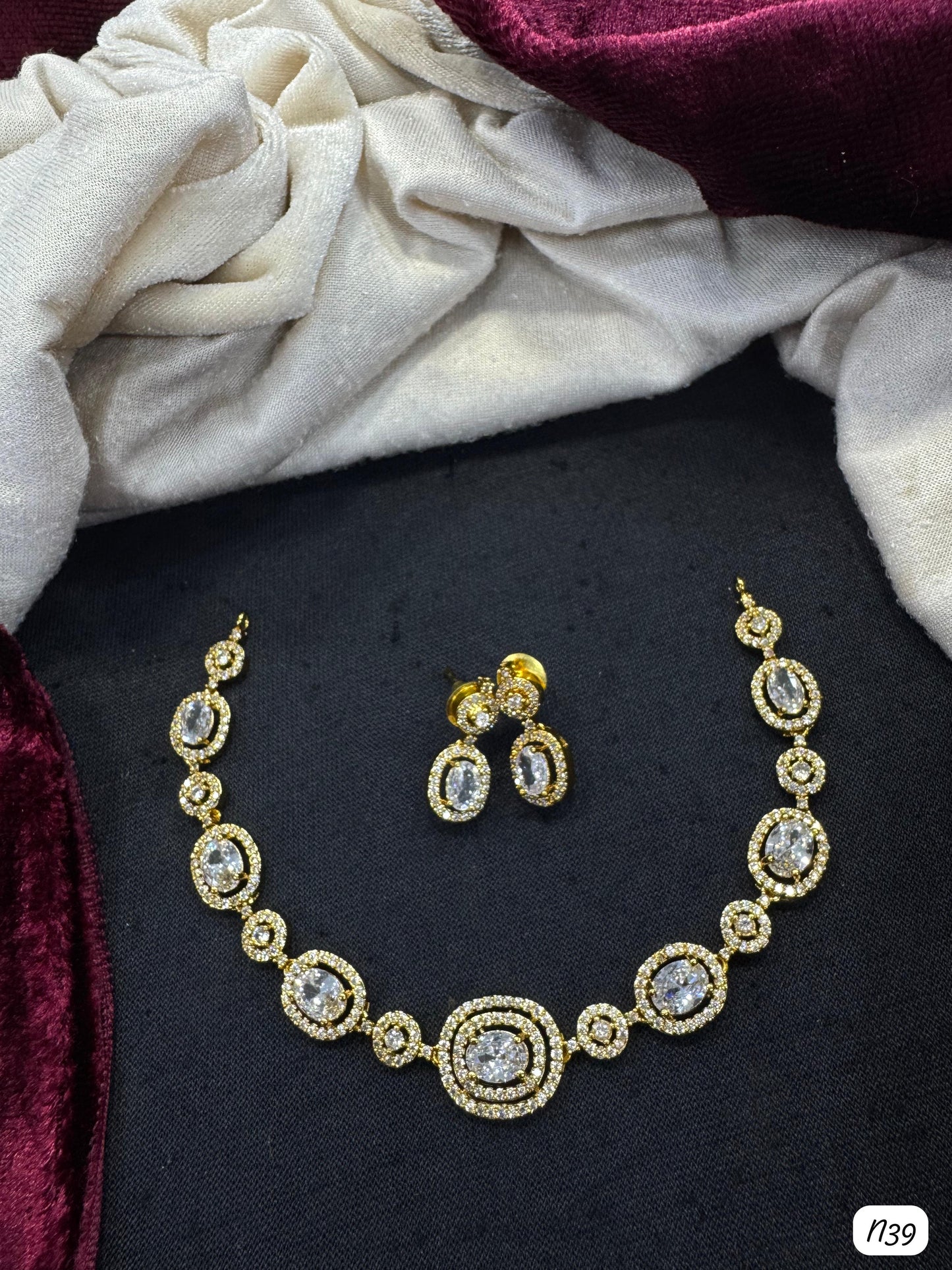 American Diamond Gold Plated Necklace Set