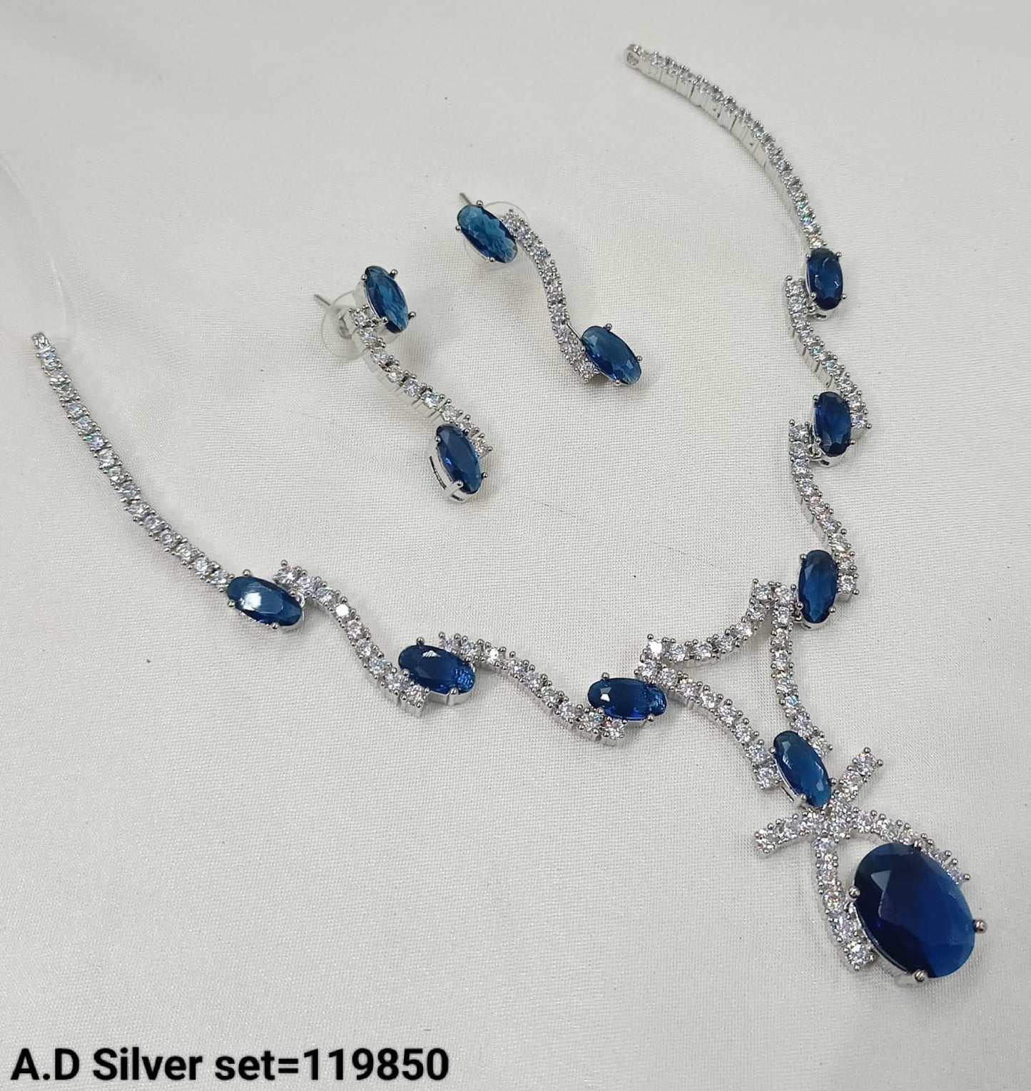 American Diamond Sliver Plated Jewellery Set
