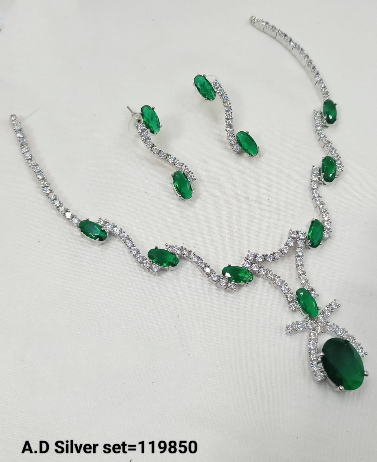 American Diamond Sliver Plated Jewellery Set