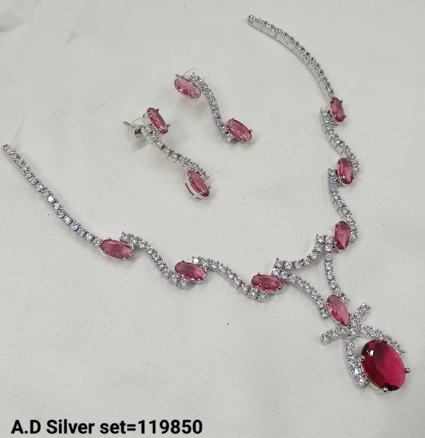 American Diamond Sliver Plated Jewellery Set