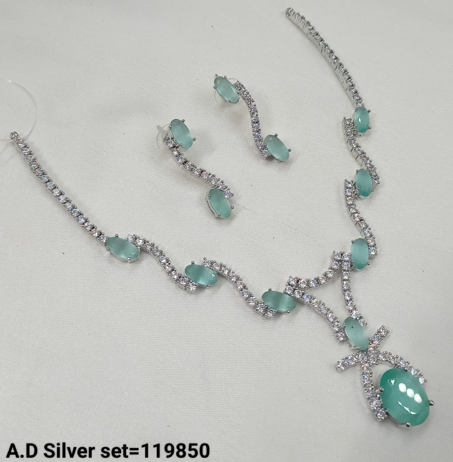 American Diamond Sliver Plated Jewellery Set