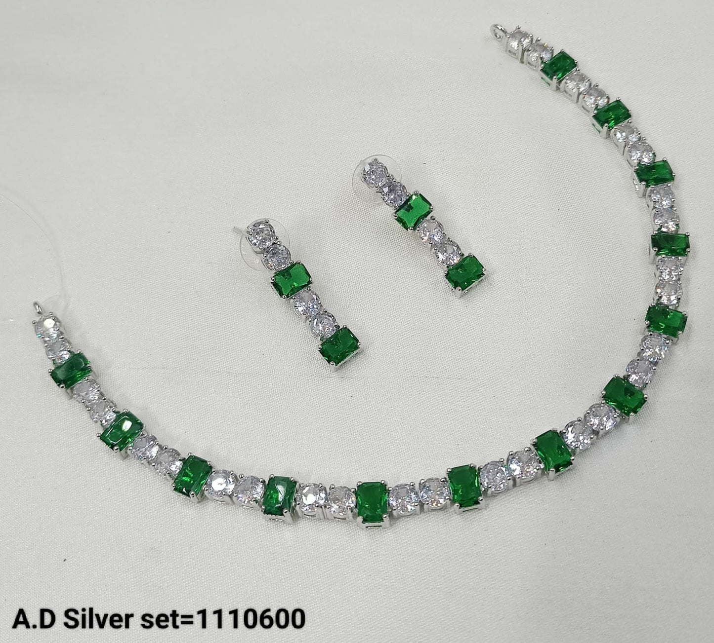 American Diamond Silver Plated Jewellery Set