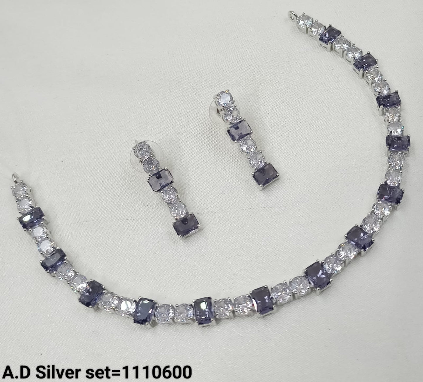 American Diamond Silver Plated Jewellery Set