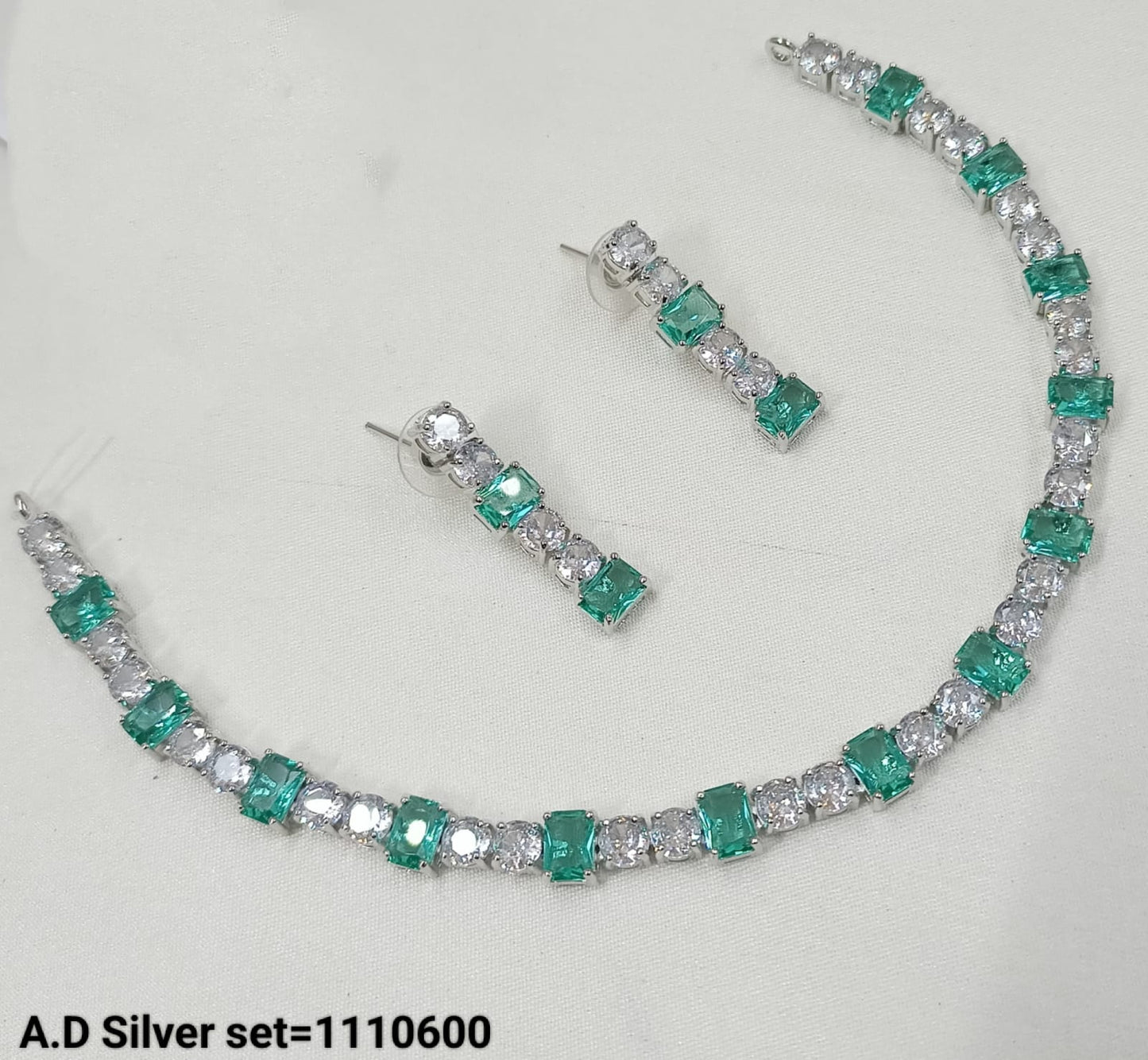 American Diamond Silver Plated Jewellery Set