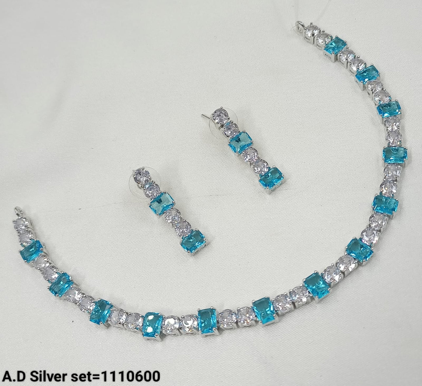 American Diamond Silver Plated Jewellery Set