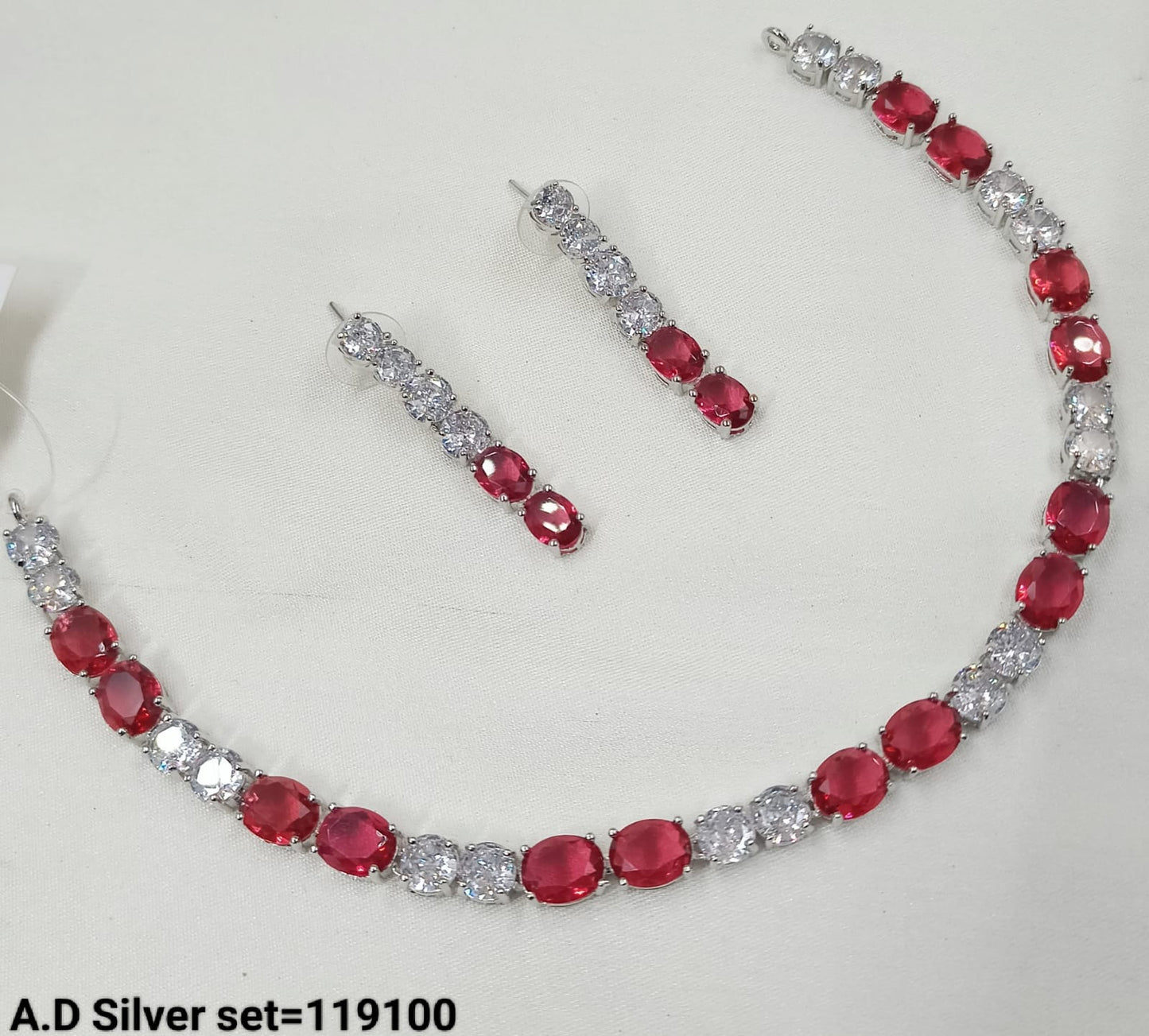Silver Plated American Diamond Jewellery Set