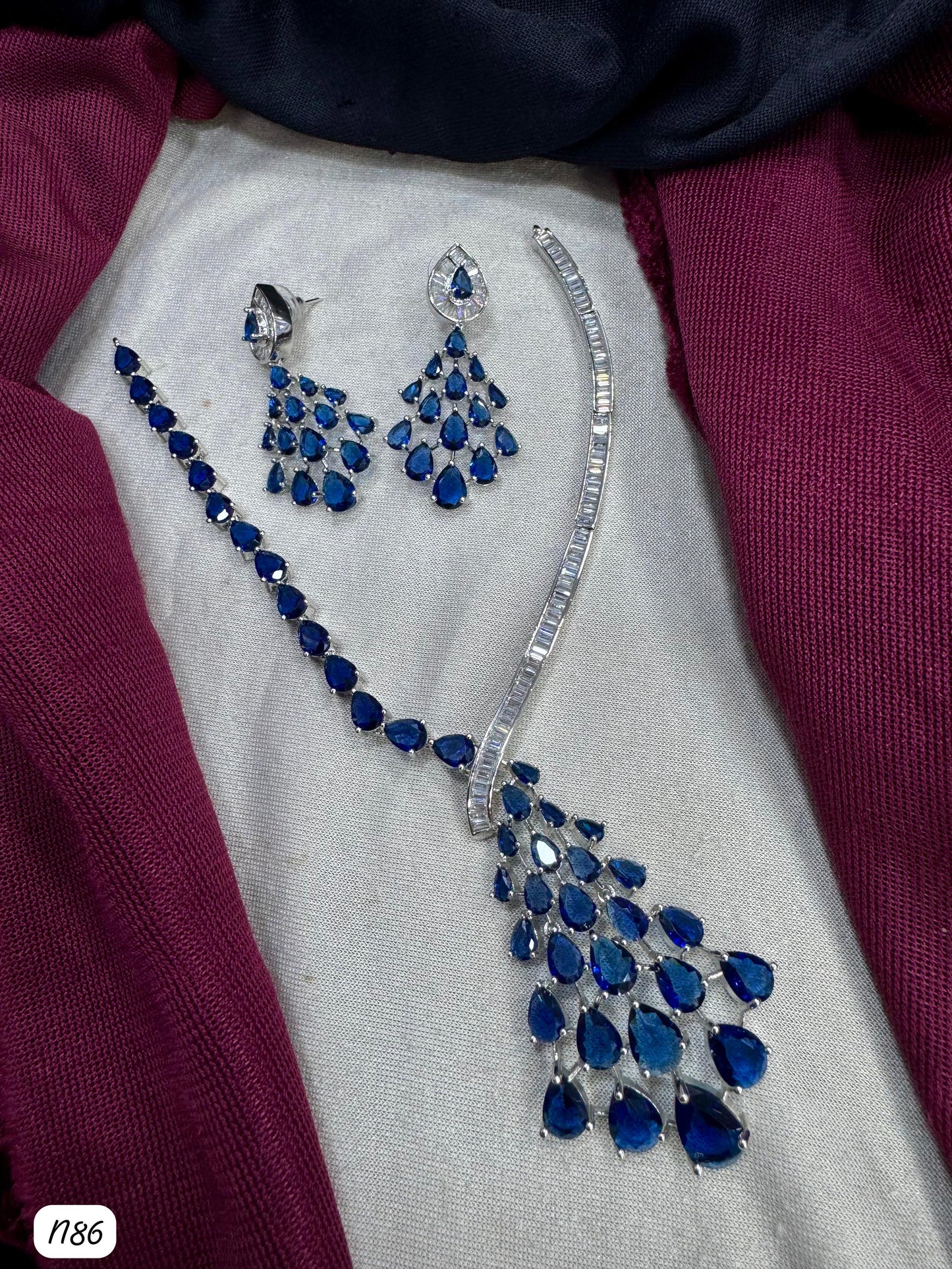 American Diamond Silver Plated Necklace set
