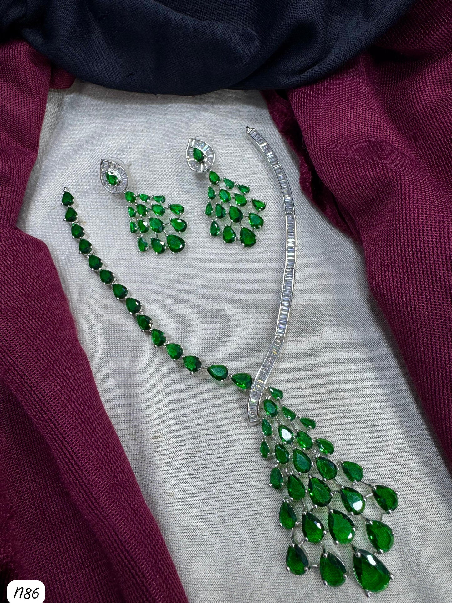 American Diamond Silver Plated Necklace set